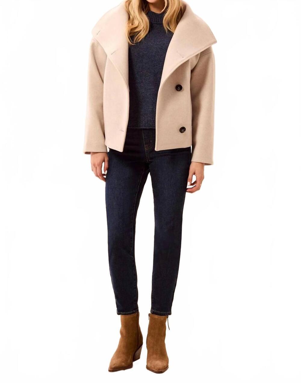 NEW TRIBAL lofty chic funnel neck jacket in antique white